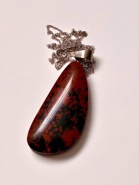 Polished Mahogany Obsidian Flame Necklace